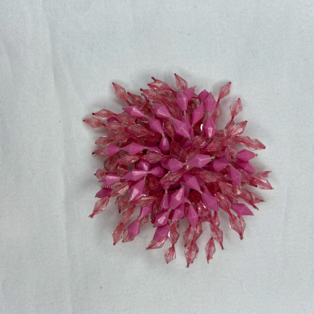Vintage Pink Beaded Atomic Firework Brooch‎ 1960’s